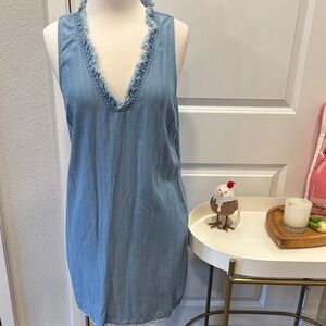 EUC Tommy Bahama Light Blue Frayed Dress
